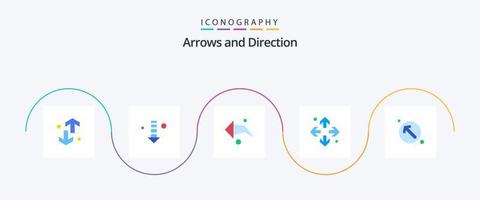 paquete de iconos de flecha plana 5 que incluye arriba a la izquierda. dirección. flecha. flecha. pantalla completa vector