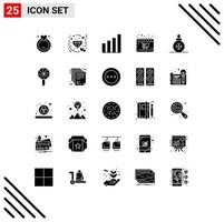 Set of 25 Modern UI Icons Symbols Signs for ball monday analytic cyber calendar Editable Vector Design Elements