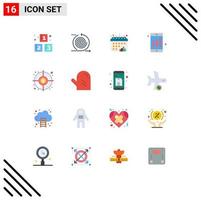 16 User Interface Flat Color Pack of modern Signs and Symbols of goal chart product cell graph Editable Pack of Creative Vector Design Elements