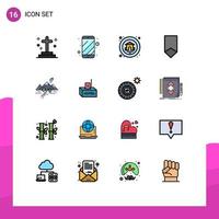 Mobile Interface Flat Color Filled Line Set of 16 Pictograms of rocks medal electronic badge achievement Editable Creative Vector Design Elements