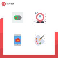 Pictogram Set of 4 Simple Flat Icons of control camera address application drawing Editable Vector Design Elements