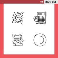 Pack of 4 creative Filledline Flat Colors of management group calculator progress team Editable Vector Design Elements