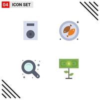 Mobile Interface Flat Icon Set of 4 Pictograms of devices zoom in technology fish zoom tool Editable Vector Design Elements