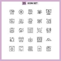 Universal Icon Symbols Group of 25 Modern Lines of dimensional security camera programming security camera Editable Vector Design Elements