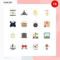 Set of 16 Modern UI Icons Symbols Signs for card arrow chicken pinch hand Editable Pack of Creative Vector Design Elements