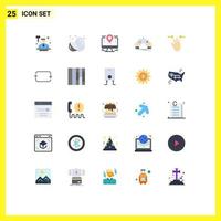 Universal Icon Symbols Group of 25 Modern Flat Colors of entertainment gaming summer fruit game lcd Editable Vector Design Elements