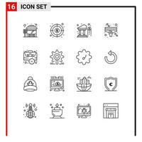 16 Creative Icons Modern Signs and Symbols of case bag dollar romance love Editable Vector Design Elements