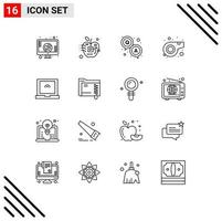 paquete de iconos de vector de stock de 16 signos y símbolos de línea para elementos de diseño de vector editables de encuesta de deporte electrónico de silbato táctil