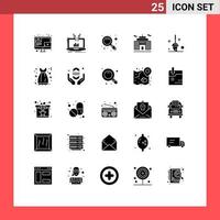 25 Thematic Vector Solid Glyphs and Editable Symbols of mop bucket platform corporation building Editable Vector Design Elements