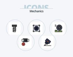 Mechanics Line Filled Icon Pack 5 Icon Design. . . lock. scan. printer vector