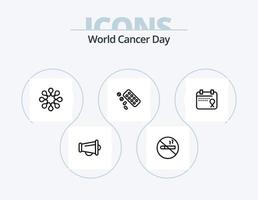diseño de iconos del paquete de iconos de línea del día mundial del cáncer 5. amar. mano. chequeo de salud. dar. día vector