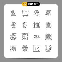 Universal Icon Symbols Group of 16 Modern Outlines of growth gratitude love nurse hospital Editable Vector Design Elements