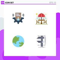 Pack of 4 creative Flat Icons of setting education card garden measure Editable Vector Design Elements