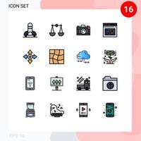 16 concepto de línea llena de color plano para sitios web móviles y aplicaciones flecha de ubicación alerta de imagen elementos de diseño de vectores creativos editables web