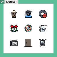 Stock Vector Icon Pack of 9 Line Signs and Symbols for film wreath computers decoration hardware Editable Vector Design Elements