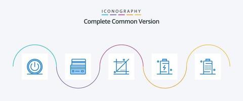 paquete completo de íconos blue 5 de la versión común que incluye el cargo. batería. pago. herramientas. gráfico vector