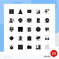 Group of 25 Modern Solid Glyphs Set for shower leprechaun architecture irish plan Editable Vector Design Elements