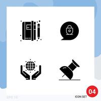 Stock Vector Icon Pack of 4 Line Signs and Symbols for notepad protect blog lock earth Editable Vector Design Elements