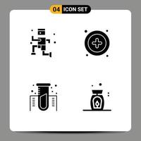 Pictogram Set of 4 Simple Solid Glyphs of exercise gas interface chemistry fire Editable Vector Design Elements