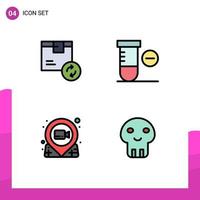 Stock Vector Icon Pack of 4 Line Signs and Symbols for box location service science pin Editable Vector Design Elements