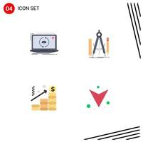 paquete de 4 iconos planos creativos de gráficos de diseño de software de herramienta de aplicación elementos de diseño vectorial editables vector