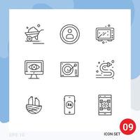 9 Outline concept for Websites Mobile and Apps device surveillance baking security oven Editable Vector Design Elements