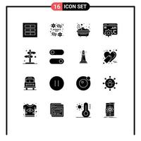 Mobile Interface Solid Glyph Set of 16 Pictograms of direction application programme interface women api concept bathroom Editable Vector Design Elements