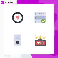 Group of 4 Flat Icons Signs and Symbols for love gadget backup computers high score Editable Vector Design Elements