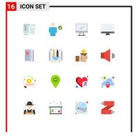 Group of 16 Flat Colors Signs and Symbols for cooling fridge complete pc device Editable Pack of Creative Vector Design Elements