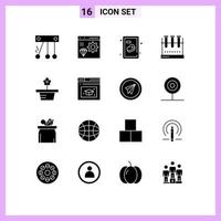 Set of 16 Modern UI Icons Symbols Signs for nature test tube beef lab glassware erlenmeyer flask Editable Vector Design Elements