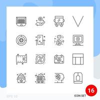 Universal Icon Symbols Group of 16 Modern Outlines of finance business bus down arrow Editable Vector Design Elements