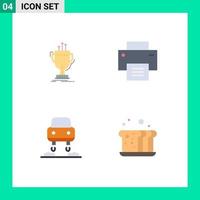 4 Universal Flat Icon Signs Symbols of award car edge interface future Editable Vector Design Elements