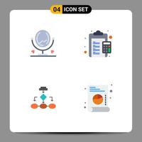 Group of 4 Flat Icons Signs and Symbols for mirror algorithm calculate duties data architecture Editable Vector Design Elements