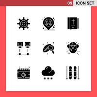 Group of 9 Solid Glyphs Signs and Symbols for pc devices bible connection thanksgiving Editable Vector Design Elements