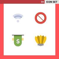 Group of 4 Flat Icons Signs and Symbols for technology dollar ban badges diving Editable Vector Design Elements