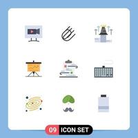 Flat Color Pack of 9 Universal Symbols of solution challenge strategy business arrow Editable Vector Design Elements