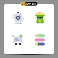 conjunto de pictogramas de 4 iconos planos simples de acción en proceso monedas elementos de diseño vectorial editables de comercio electrónico vector