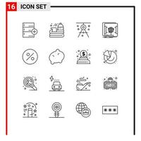 Pack of 16 creative Outlines of scan dimensional game drawing draft Editable Vector Design Elements