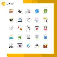 Universal Icon Symbols Group of 25 Modern Flat Colors of currency badges bike web internet Editable Vector Design Elements