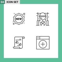 4 Universal Filledline Flat Colors Set for Web and Mobile Applications badge file shopping picnic music Editable Vector Design Elements