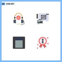 Set of 4 Modern UI Icons Symbols Signs for language toggle education security chat certificate Editable Vector Design Elements