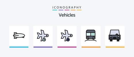 Vehicles Line Filled 5 Icon Pack Including transport. flight. vehicles. check. transport. Creative Icons Design vector