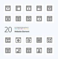 20 Website Element Line icon Pack like stop web browser image crop app vector