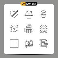 Modern Set of 9 Outlines Pictograph of device network weather direction canada Editable Vector Design Elements