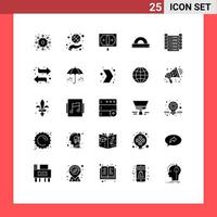 Pictogram Set of 25 Simple Solid Glyphs of data geometry business education design Editable Vector Design Elements