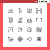 Outline Pack of 16 Universal Symbols of account document sale design swing Editable Vector Design Elements