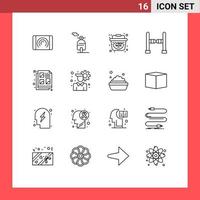 Outline Pack of 16 Universal Symbols of account document sale design swing Editable Vector Design Elements