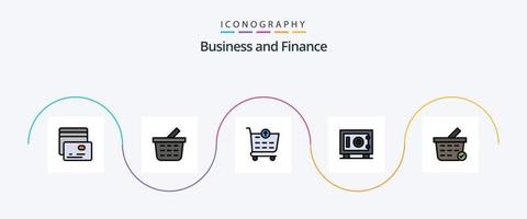 paquete de iconos de 5 planos llenos de línea de finanzas que incluye. carro de la compra. carro de la compra. comprar vector