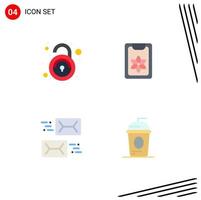 Group of 4 Flat Icons Signs and Symbols for public communication unsecured spring letter Editable Vector Design Elements