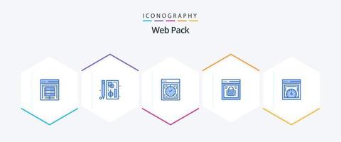 Web Pack 25 Blue icon pack including web lock. page lock. web. information security. watch vector